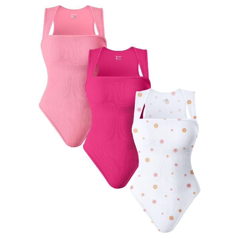 Final 3 Hours: 40% OFF🔥3 Piece Bodysuits For Women Sexy Ribbed Strappy Square Neck Stretch Tank Tops Bodysuits