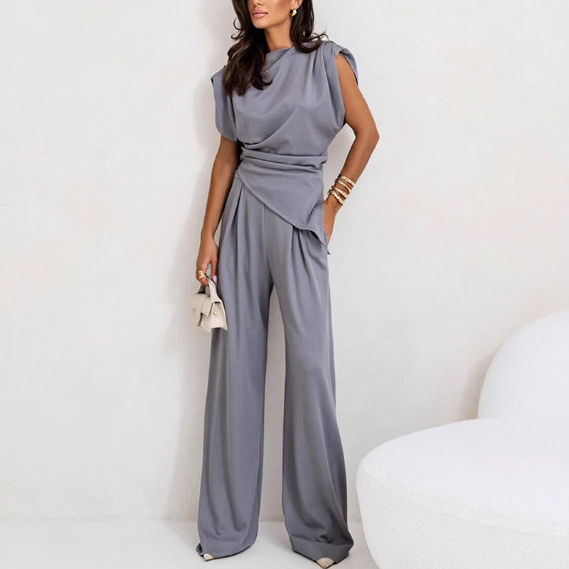 đ¸ăSpring SpecialsăWomenâs Elegant Solid Color Two-Piece Set đ¸ | Sculpting High-Waist Pants + Bustier Top | Wrinkle-Free Fabric