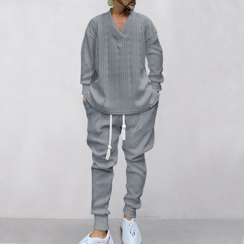 ⏳Time-limited Special⌛Men's 2-Piece V-Neck Baggy Sweatshirt & Joggers Set
