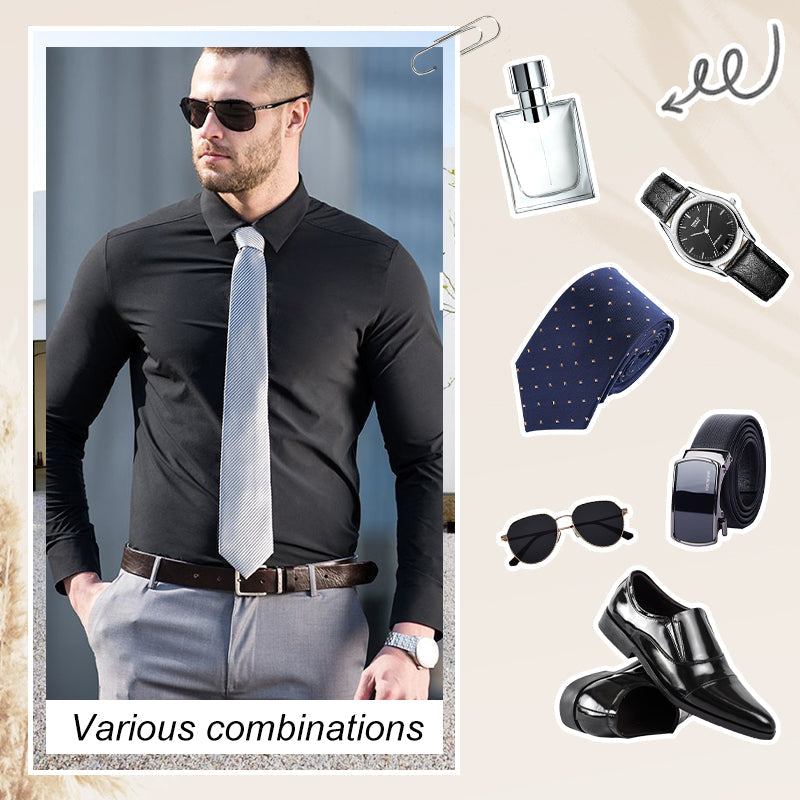 💼Men's Silky Wrinkle Resistant Solid Color Stretch Shirt