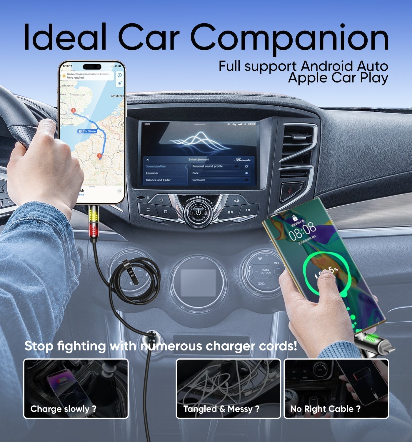 ⚡4-in-1 USB Charging Cable mFish fast charging