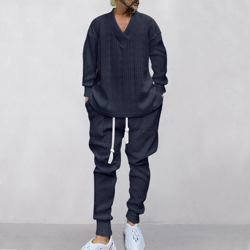 ⏳Time-limited Special⌛Men's 2-Piece V-Neck Baggy Sweatshirt & Joggers Set