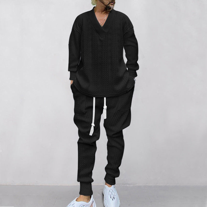 ⏳Time-limited Special⌛Men's 2-Piece V-Neck Baggy Sweatshirt & Joggers Set