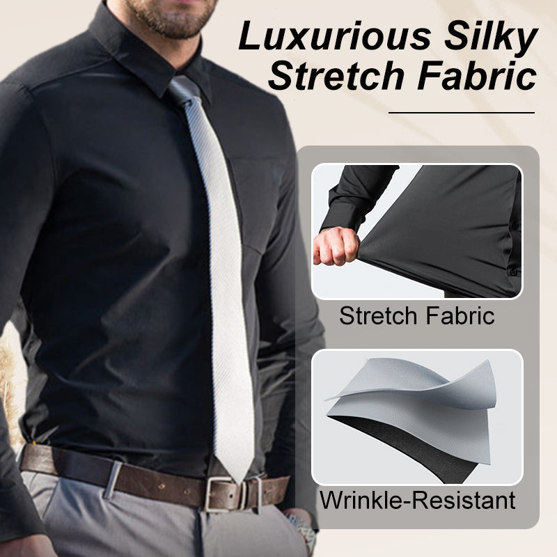 💼Men's Silky Wrinkle Resistant Solid Color Stretch Shirt